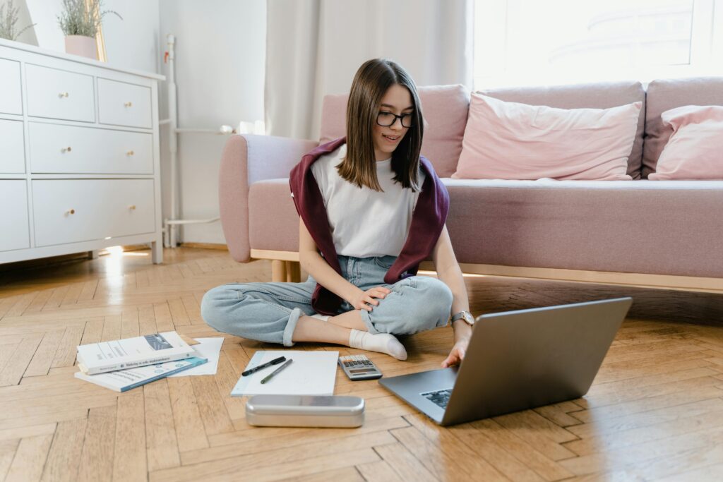 person on keyboard